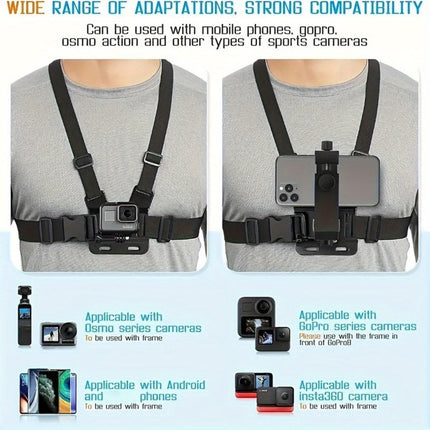 Phone Chest Mount Harness, Hands Free Phone Holder for POV Filming