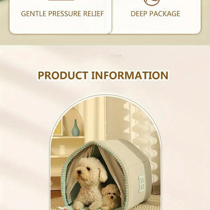 Warm Small Dog House with Double Door Curtain | Cozy Indoor/Outdoor Shelter for Winter Comfort