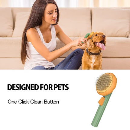 Self-Cleaning Slicker Brush for Dogs & Cats with Ergonomic Handle | Deep Grooming for Healthy, Shiny Fur