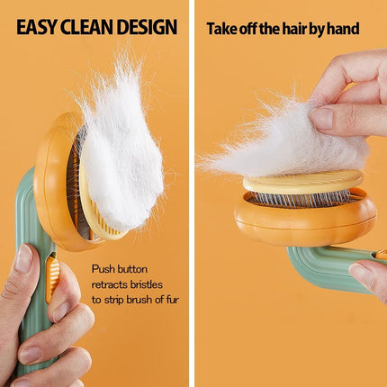 Self-Cleaning Slicker Brush for Dogs & Cats with Ergonomic Handle | Deep Grooming for Healthy, Shiny Fur