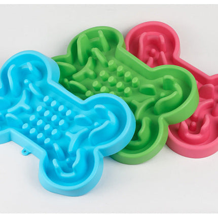 Slow Feeder Pet Bowl with Bone Puzzle Design | Silicone Dish for Healthy Eating Habits
