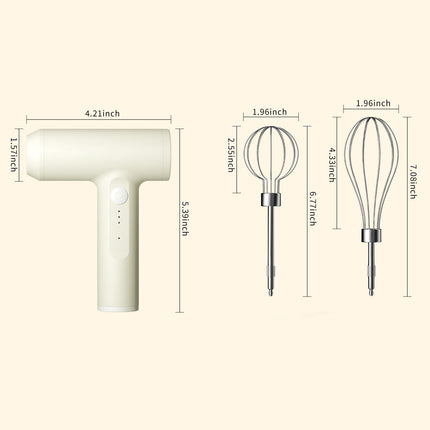 Cordless USB Rechargeable Electric Egg Beater with 3 Speeds & Dual Whisks | Portable Kitchen Mixer for Whipping and Blending