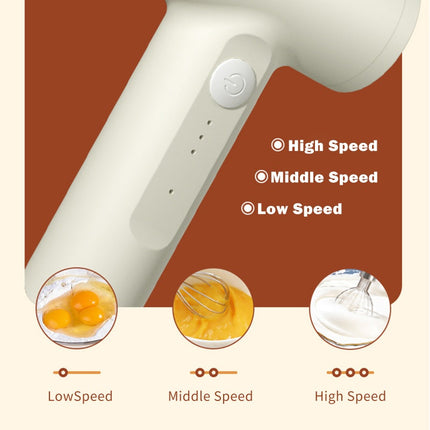 Cordless USB Rechargeable Electric Egg Beater with 3 Speeds & Dual Whisks | Portable Kitchen Mixer for Whipping and Blending