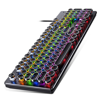 Mechanical Keyboard, Retro Gaming Keyboard with Round Keycaps