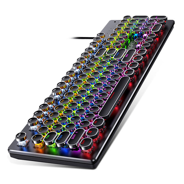 Mechanical Keyboard, Retro Gaming Keyboard with Round Keycaps