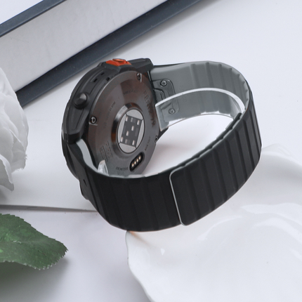 Magnetic Silicone Watch Band with Stainless Steel Hardware for Garmin Watches