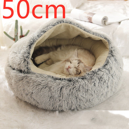 Plush Round Pet Bed for Dogs and Cats with Cozy Crystal Velvet | 2-in-1 Design for Ultimate Warmth and Comfort