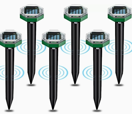 Gopher Repellent Solar Powered, Mole Repeller Stakes 4 Pack, Sonic Vole Repeller for Lawn and Garden Pest Control