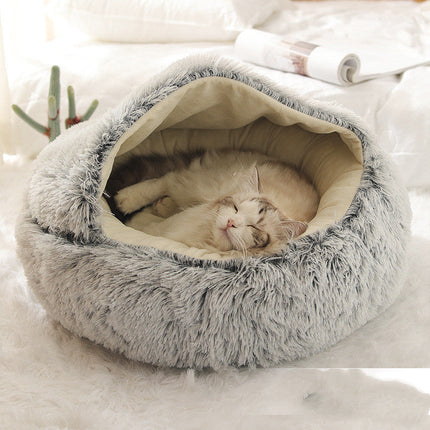 Plush Round Pet Bed for Dogs and Cats with Cozy Crystal Velvet | 2-in-1 Design for Ultimate Warmth and Comfort