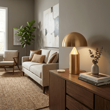 Modern Table Lamp in Metal, Sculptural Desk Lamp with Inline Switch – image 4