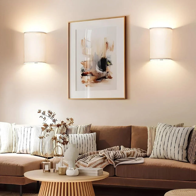 Rechargeable Wall Sconces, Battery Operated Wall Light with Linen Fabric Lampshade, Dimmable Mood Lighting in 13 Colors_01