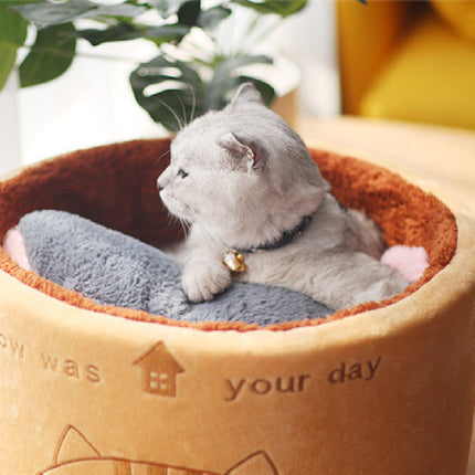 Cozy Round Plush Pet Nest for Cats & Small Dogs | Soft Imitation Deer Hair for Ultimate Comfort