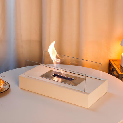 Tabletop Fireplace with Tempered Glass Panels | Elegant Indoor & Outdoor Ambiance for Cozy Gatherings