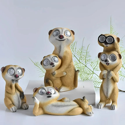 Solar-Powered Meerkat Light Figures with Glowing Eyes | Whimsical Waterproof Garden Decor for Magical Nights
