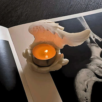 Angelic Wings Candle Holder with Poetic Winged Design | Serene Resin Decor for Warmth and Reflection