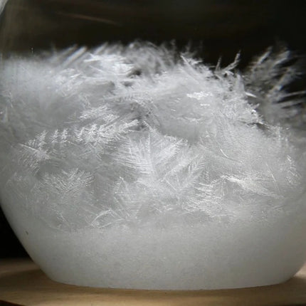 Weather Glow Display with Color-Changing Crystals | Captivating Temperature Indicator in Glass and Wood
