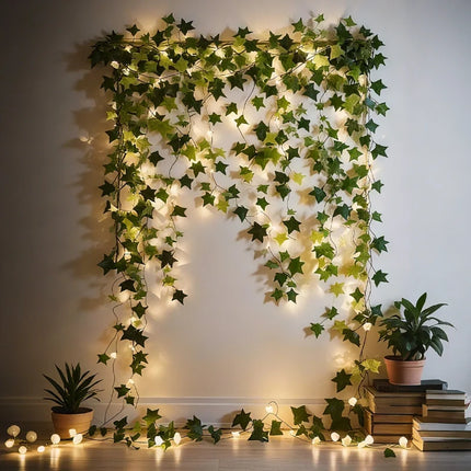Botanical Garland Light with Warm White Glow | Nature-Inspired Decor for Elegant Home Ambiance