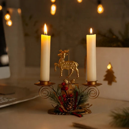 Iron Candle Holder with Holiday / Christmas Motifs | Festive Decor for Cozy Christmas Ambiance
