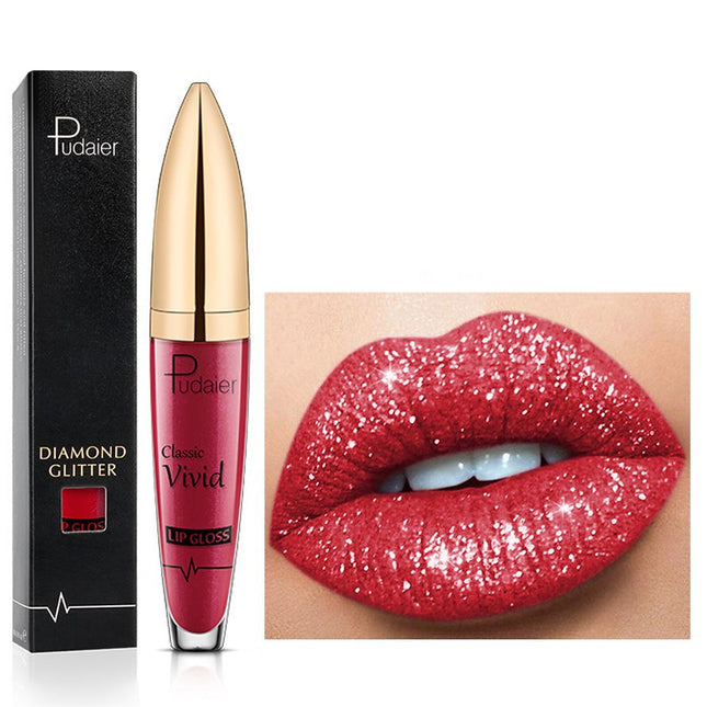 Glitter Lip Gloss, Shimmer Lip Gloss with Metallic Finish