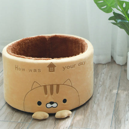 Cozy Round Plush Pet Nest for Cats & Small Dogs | Soft Imitation Deer Hair for Ultimate Comfort