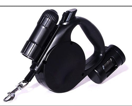 LED Dog Leash with Trash Bag Dispenser | 4.5m Retractable Leash for Nighttime Walks and Training
