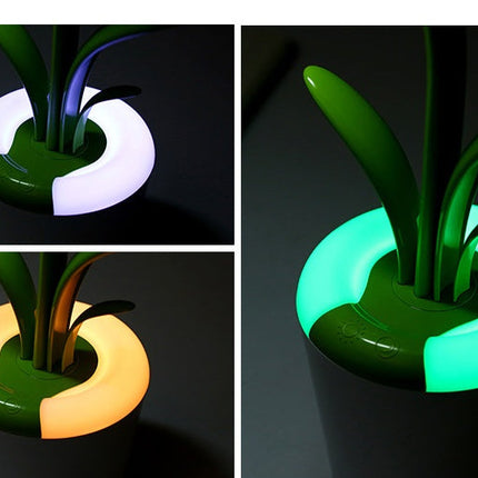 Plant-Shaped LED Desk Lamp with Touch Control & Multiple Brightness Levels | USB Rechargeable Night Light for Home Decor