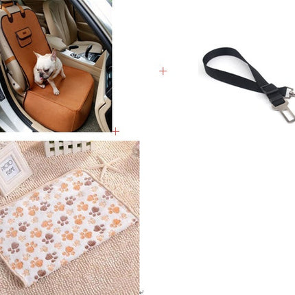 Retro 2-in-1 Pet Car Seat & Cushion with Adjustable Strap | Waterproof Design for Safe Travel