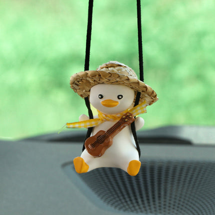 Cute Duck Hanging Ornament for Car Rearview Mirror | High-Quality Resin Pendant for Stress Relief and Decoration