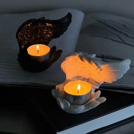 Angelic Wings Candle Holder with Poetic Winged Design | Serene Resin Decor for Warmth and Reflection