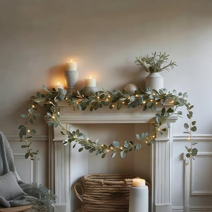 Botanical Garland Light with Warm White Glow | Nature-Inspired Decor for Elegant Home Ambiance