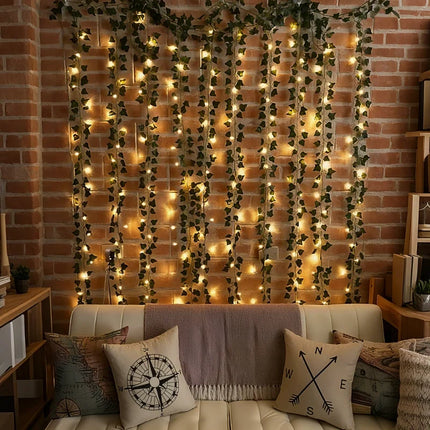 Botanical Garland Light with Warm White Glow | Nature-Inspired Decor for Elegant Home Ambiance