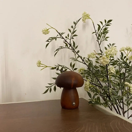 Wooden Table Lamp with Dimmable Cordless Design | Elegant Mushroom Shape for Warm Ambiance