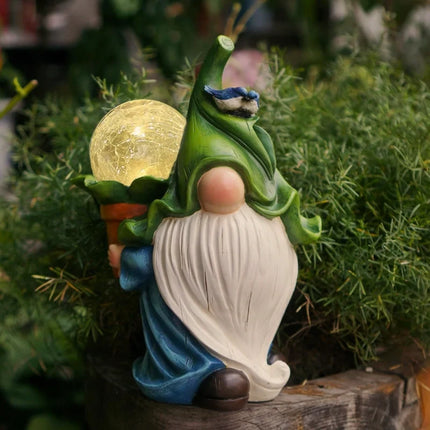 Solar-Powered Garden Gnome with Unique Character | Weatherproof Resin Decor for Magical Outdoor Ambiance