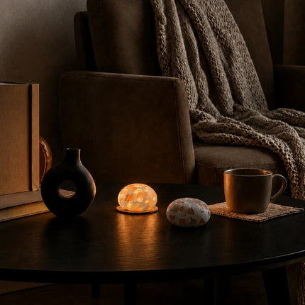Handcrafted MineralGlow Lamp with 3 Ambient Light Tones | Rechargeable and Portable Home Accent Lighting