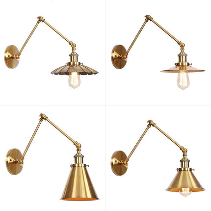 Wall Sconces, Brass Swing Arm Wall Lamp with Metal Shade – image 12