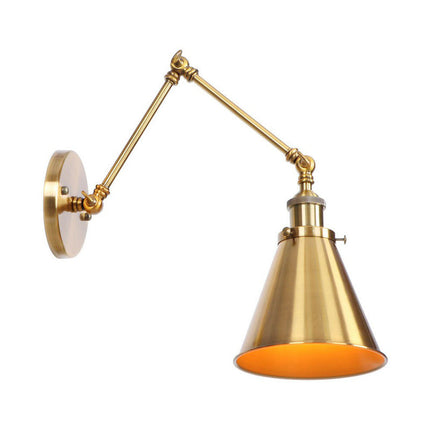 Wall Sconces, Brass Swing Arm Wall Lamp with Metal Shade, Hardwired Wall Light Fixture with 6 or 8 Inch Shade