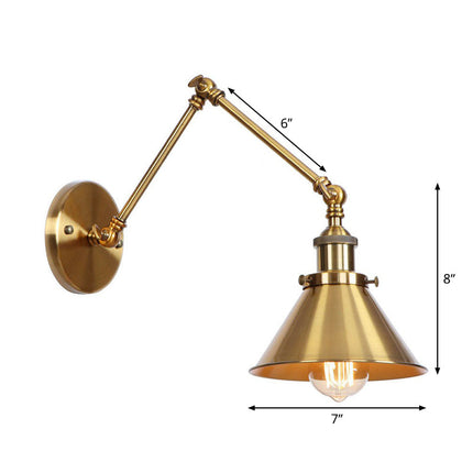 Wall Sconces, Brass Swing Arm Wall Lamp with Metal Shade – image 14
