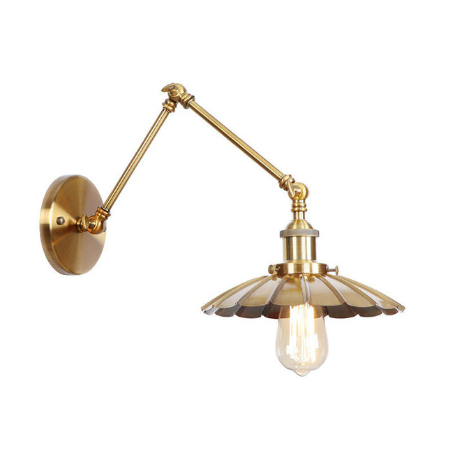 Wall Sconces, Brass Swing Arm Wall Lamp with Metal Shade, Hardwired Wall Light Fixture with 6 or 8 Inch Shade_01