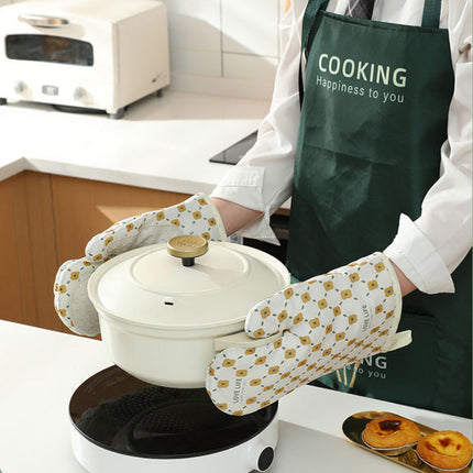 Heat Resistant Cotton Silicone Oven Mitts with Anti-Slip Grip | Safe Cooking for Hot Dishes and Pans