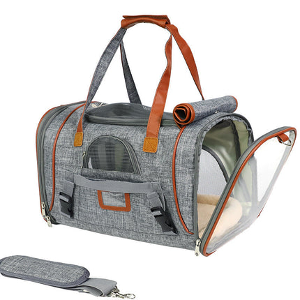 Multi-Color Pet Handbag with Ventilated Mesh Sides | Stylish Carrier for Convenient Outings with Small Pets
