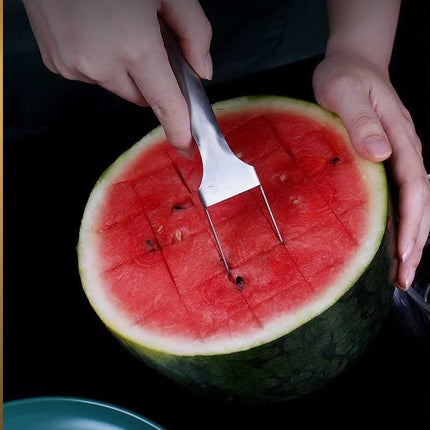 2-in-1 Watermelon Fork Slicer with Stainless Steel Design | Effortless Cubes for Mess-Free Fruit Preparation