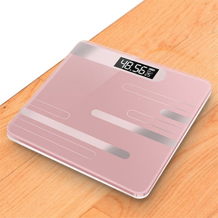 Digital Body Weighing Scale with LCD Display & USB Charging | Durable Glass Design for Accurate Weight and Room Temperature Tracking