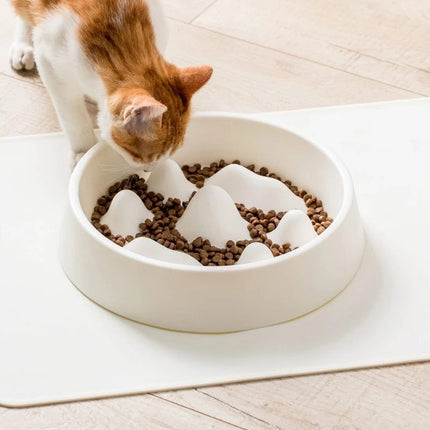 Pet Slow Food Bowl with Mountain Design for Slow Eating | Encourages Healthy Eating Habits for Cats and Dogs