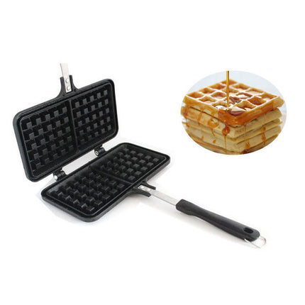 High-Temperature Resistant Non-Stick Waffle Bakeware with Locking Handle | Versatile Mold for Perfectly Shaped Waffles and More