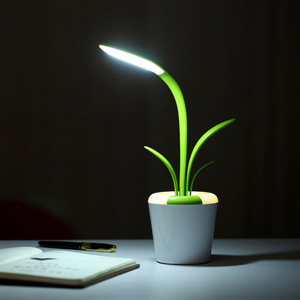 Plant-Shaped LED Desk Lamp with Touch Control & Multiple Brightness Levels | USB Rechargeable Night Light for Home Decor