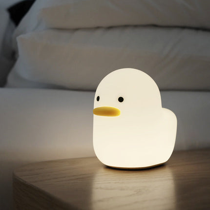 Cartoon Duck LED Night Light with Rechargeable Battery | Soft and Cuddly Bedside Lamp for Kids