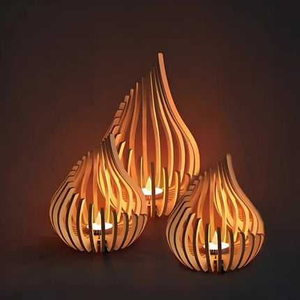 Handcrafted Wooden Candle Holder with Teardrop Design | Elegant DIY Assembly for Serene Ambiance