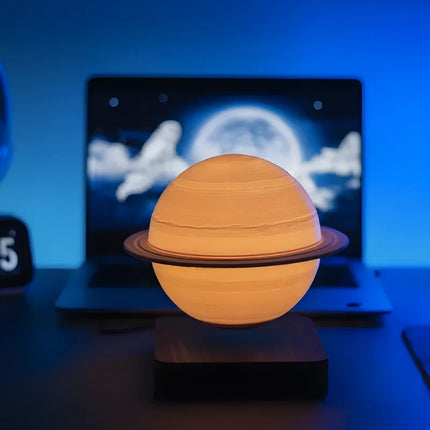 Levitating Lamp with Magnetic Rotation and Realistic Planet Design | Ambient Glow for Cosmic Home Decor