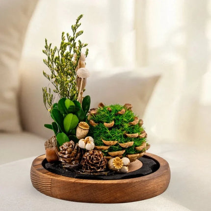 Floral Night Light with Dried Flowers Under Glass Dome | Gentle Ambient Glow for Home Décor and Relaxation