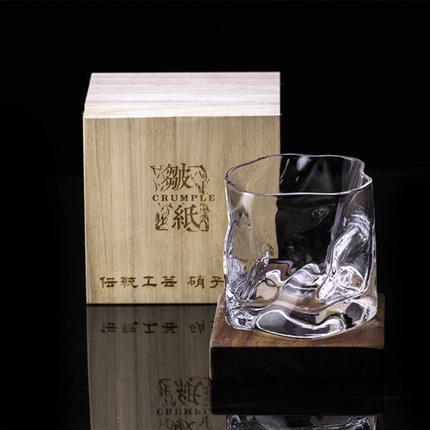 Whisky Glass with Wooden Box, Edo Kiriko Crumple Whiskey Glasses – image 11
